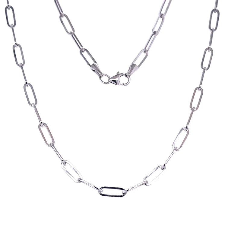 14kt White Gold Paperclip Necklace