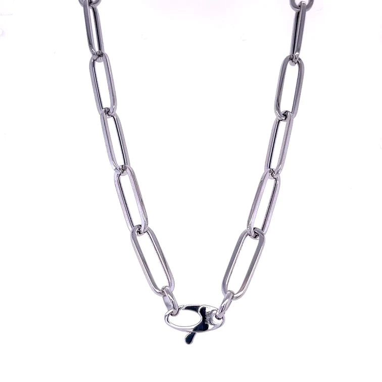 14kt White Gold Paperclip Necklace