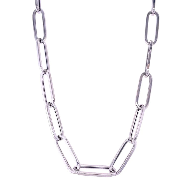 14kt White Gold Paperclip Necklace