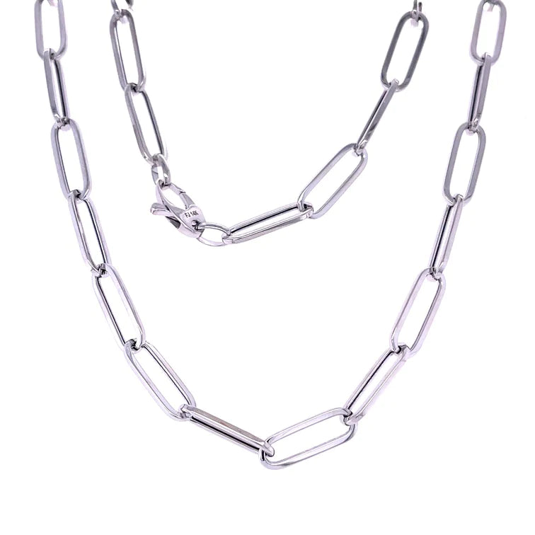 14kt White Gold Paperclip Necklace