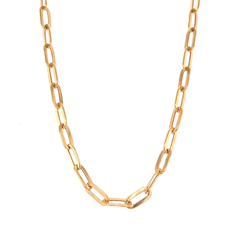 14kt Yellow Gold Hollow Paperclip Necklace