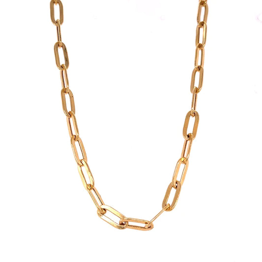 14kt Yellow Gold Hollow Paperclip Necklace
