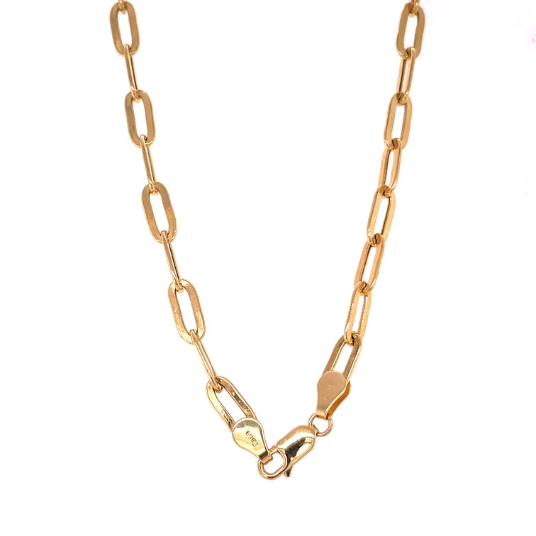 14kt Yellow Gold Hollow Paperclip Necklace