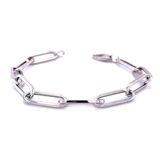14kt White Gold Paperclip Braclet