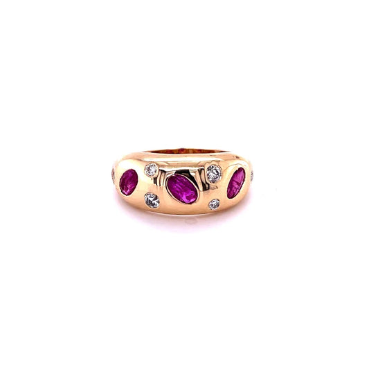 14kt Yellow Gold Ruby Ring With Diamonds