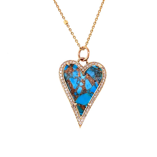 14kt Yellow Gold Mohave Turquoise Heart Pendent