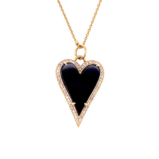 14kt Yellow Gold Black Onyx Heart Pendent