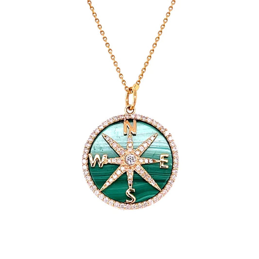 14kt Yellow Gold Lapis Compass Pendent