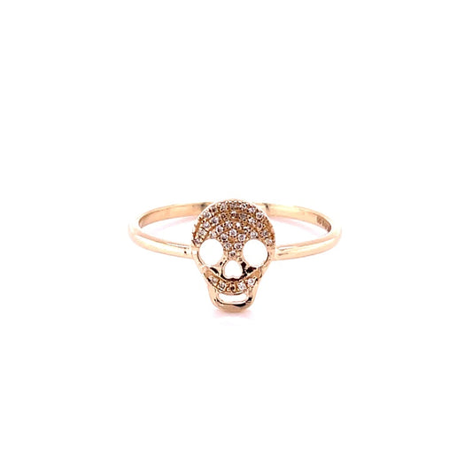 14kt Yellow Gold Skull Diamond Ring