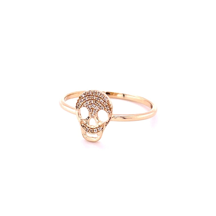 14kt Yellow Gold Skull Diamond Ring