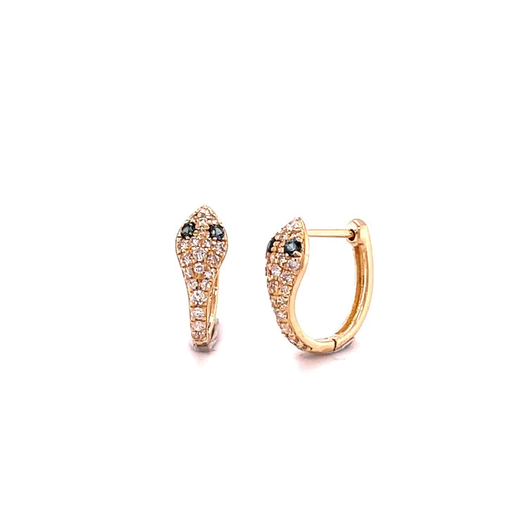 14kt Yellow Gold Blue Sapphire Snake Earrings