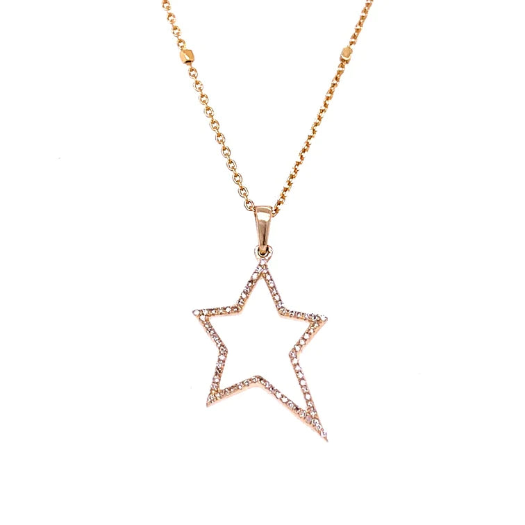 14kt Yellow Gold Star Pendent With Diamonds