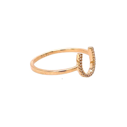 14kt Yellow Gold Diamond U Ring