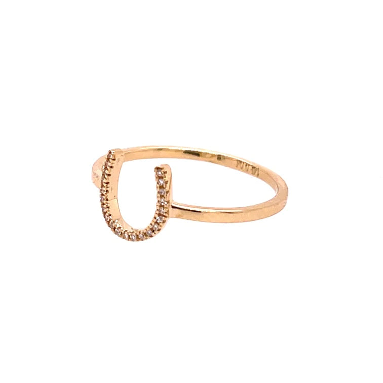 14kt Yellow Gold Diamond U Ring