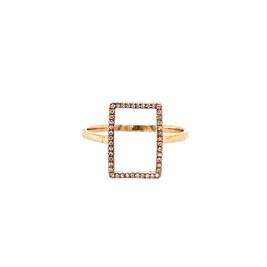 14kt Yellow Gold Diamond Rectangle Ring