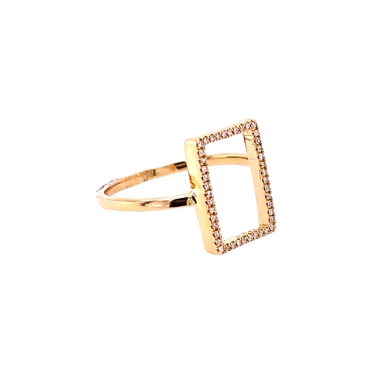 14kt Yellow Gold Diamond Rectangle Ring