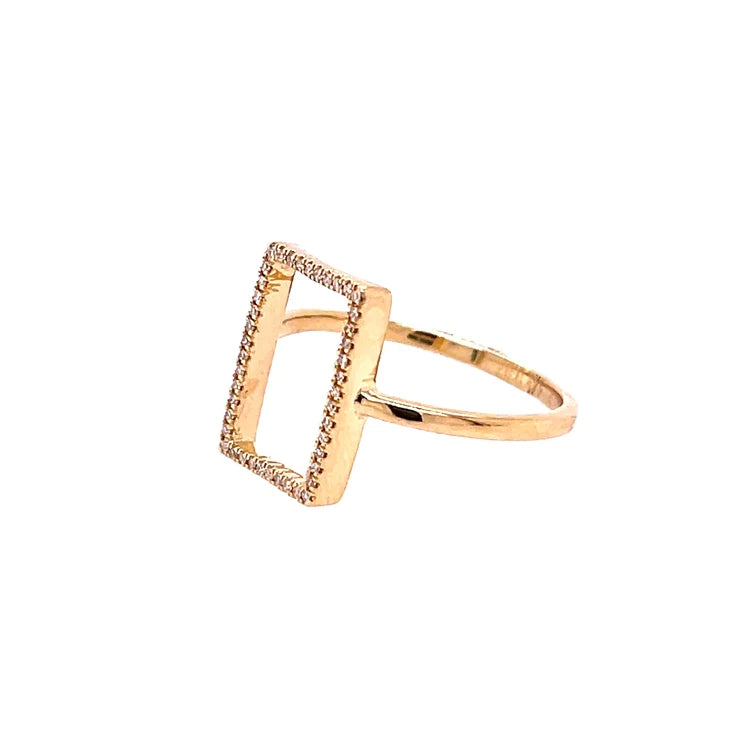14kt Yellow Gold Diamond Rectangle Ring
