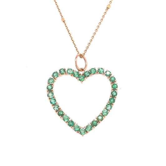 14kt Yellow Gold Emerald Heart Pendent