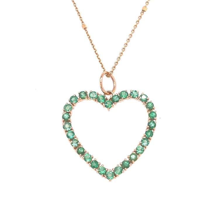 14kt Yellow Gold Emerald Heart Pendent