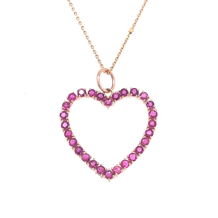 14kt Yellow Gold Ruby Heart Pendent