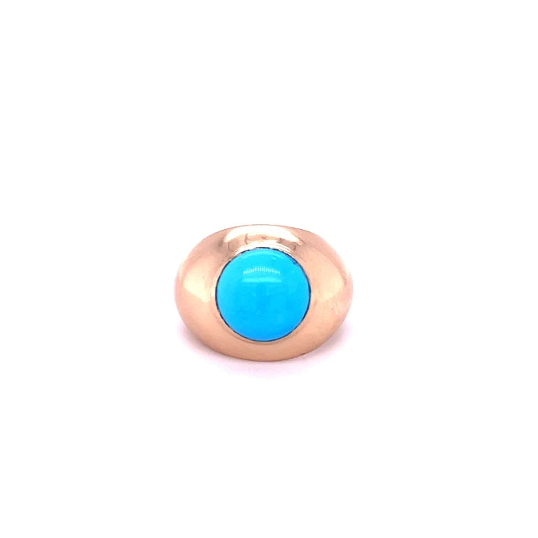 14kt Yellow Gold Turquoise Round ring