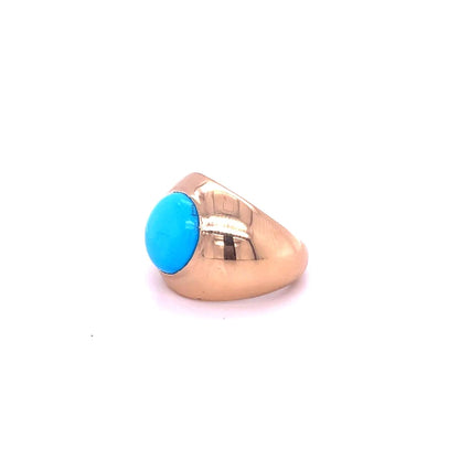 14kt Yellow Gold Turquoise Round ring