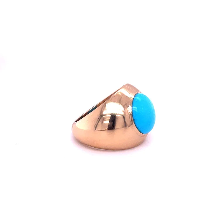 14kt Yellow Gold Turquoise Round ring