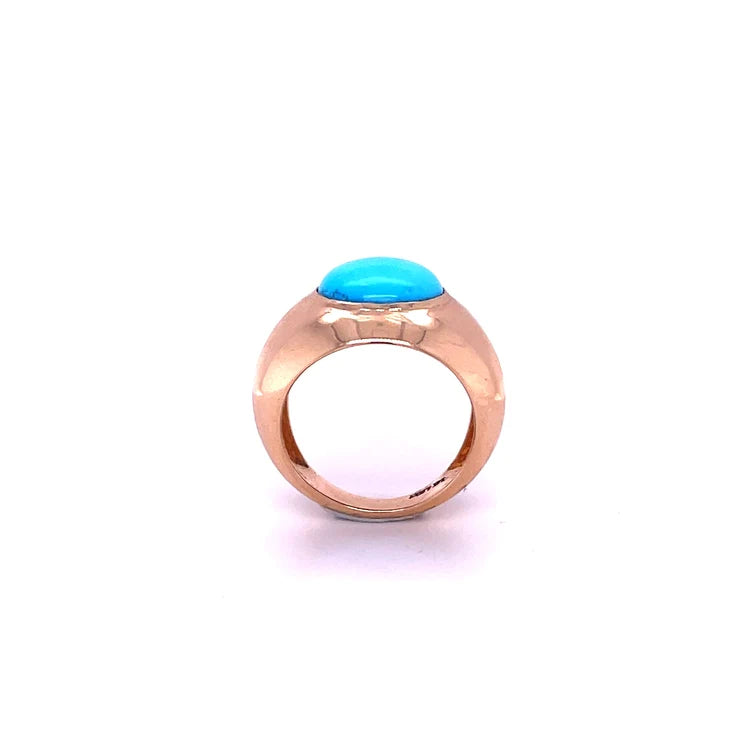 14kt Yellow Gold Turquoise Round ring