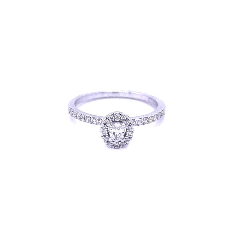 14kt White Gold Center Diamond Ring