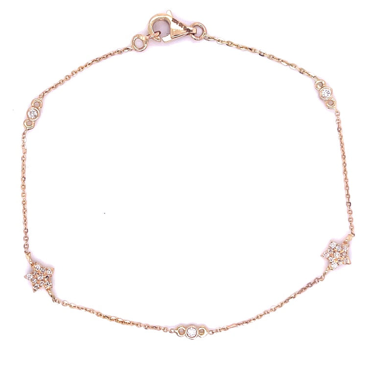 14kt Rose Gold Star Diamond Bracelet