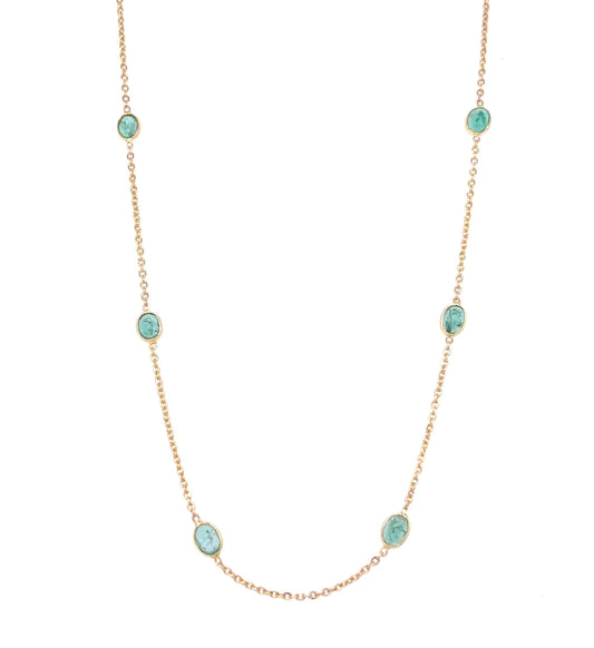 18kt Gold Bezeled Emerald Necklace