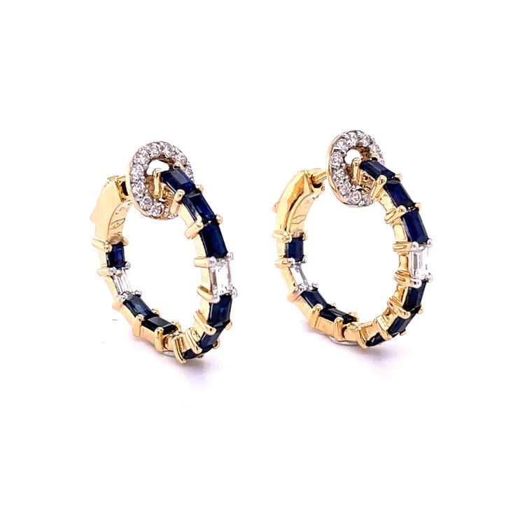 14kt Yellow Gold Blue Sapphire With Diamond Earing