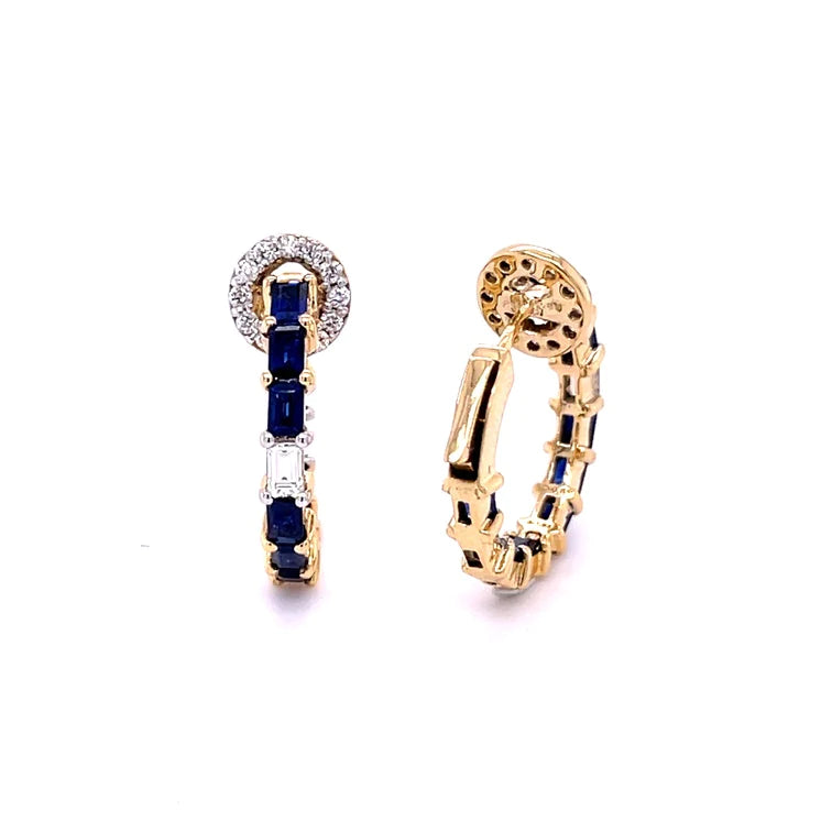 14kt Yellow Gold Blue Sapphire With Diamond Earing