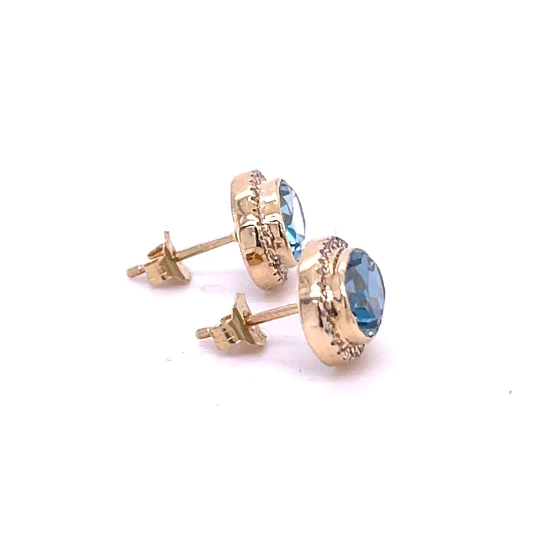 14kt Yellow Gold Topaz With Diamonds Earing