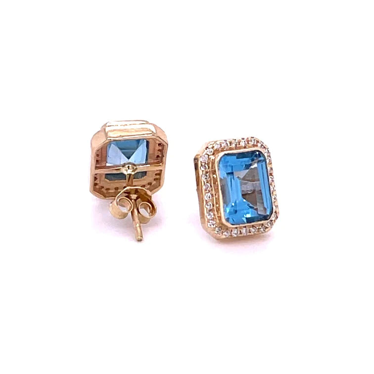14kt Yellow Gold Topaz With Diamonds Earing