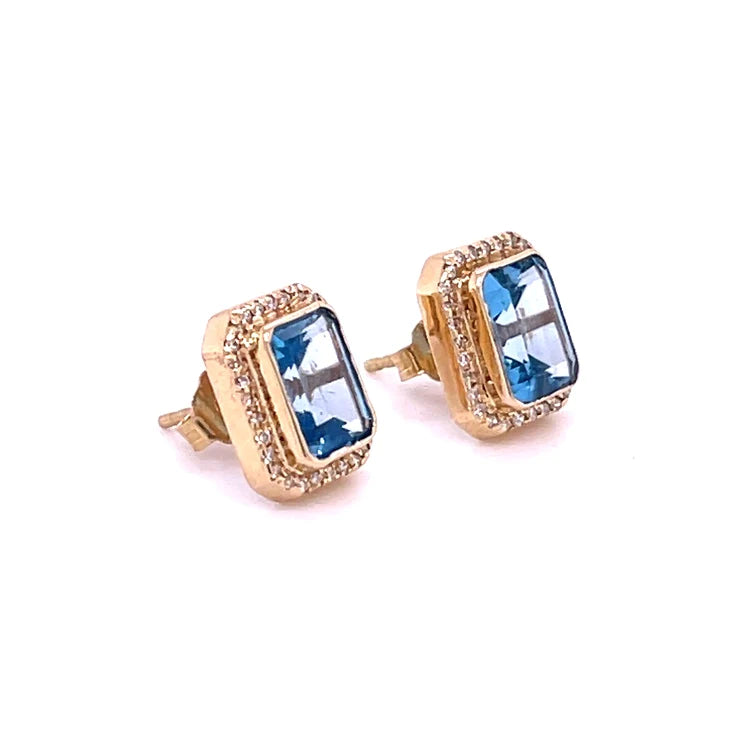 14kt Yellow Gold Topaz With Diamonds Earing