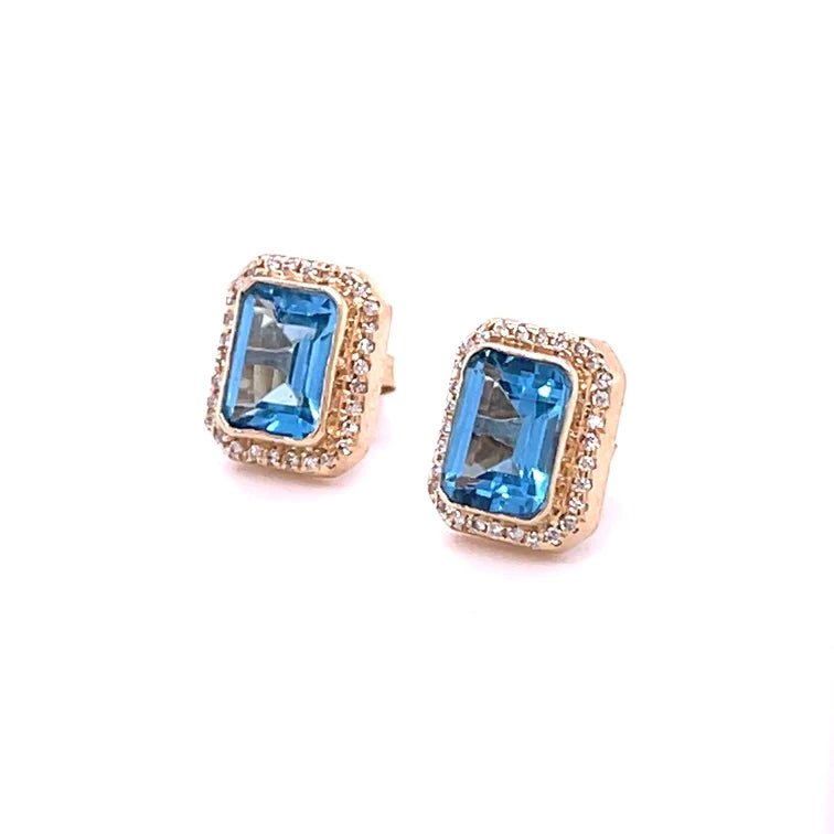 14kt Yellow Gold Topaz With Diamonds Earing