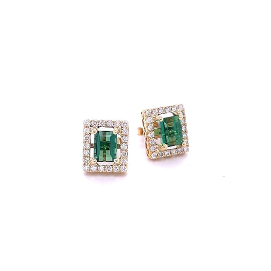 14kt Yellow Gold Tourmaline With Diamond Earring