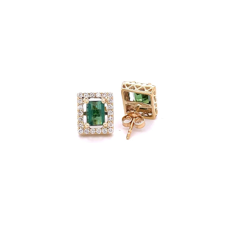 14kt Yellow Gold Tourmaline With Diamond Earring