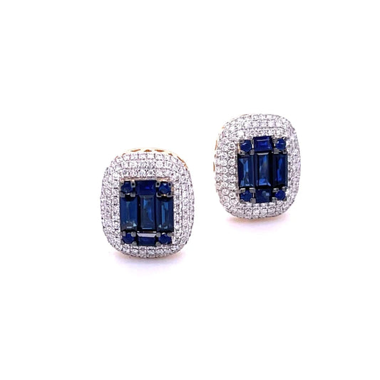 14kt Yellow Gold Sapphire With Diamonds Earring