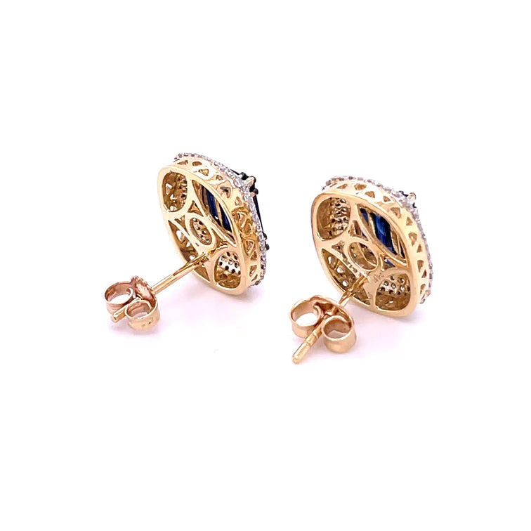 14kt Yellow Gold Sapphire With Diamonds Earring