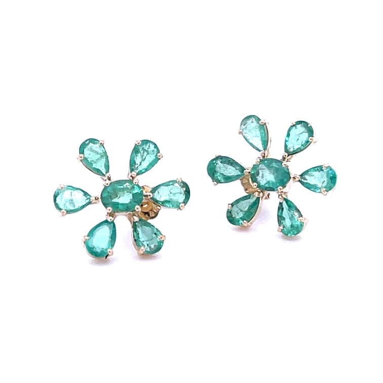 14kt Yellow Gold Emerald Earing