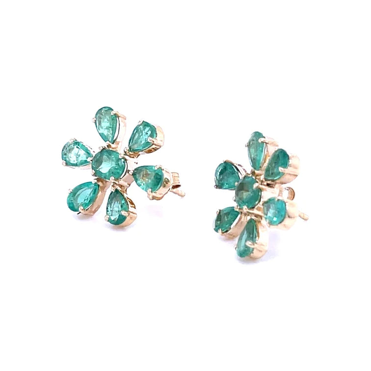 14kt Yellow Gold Emerald Earing