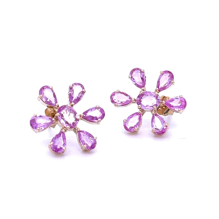14kt Yellow Gold Pink Sapphire Earing