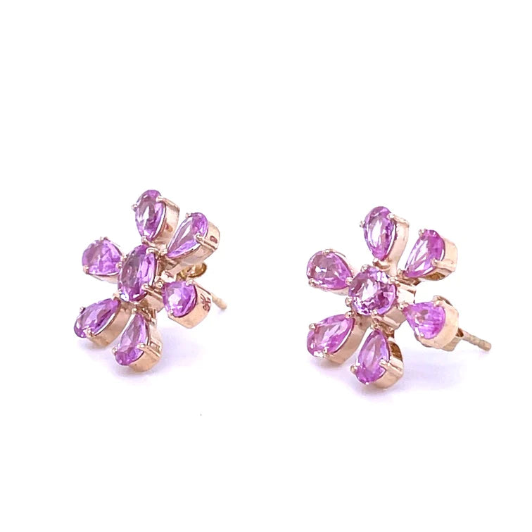14kt Yellow Gold Pink Sapphire Earing