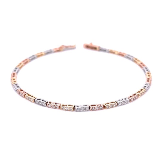 14kt Yellow/rose/white Gold 3 Tone Diamond Bracelet