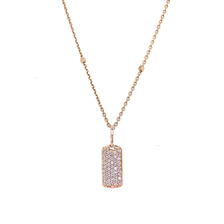 14kt Yellow Gold Dogtag With Diamonds Pendent