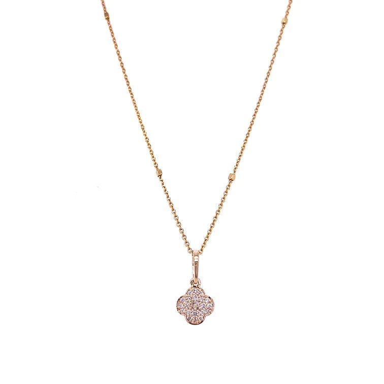 14kt Yellow Gold Flower Pendent With Diamonds