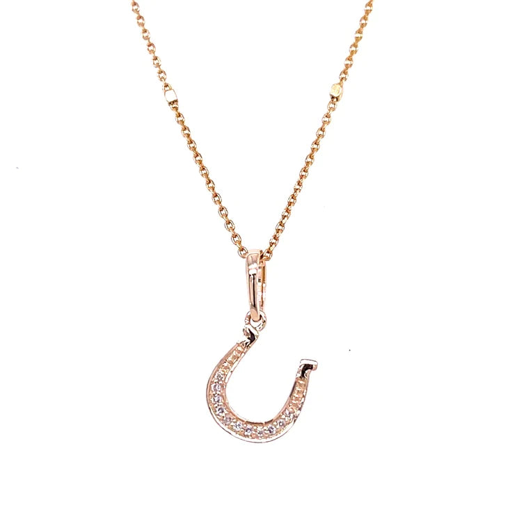 14kt Yellow Gold Horseshoe Sign Pendent With Diamonds