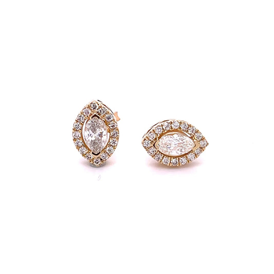 14kt Yellow Gold Marquise Diamond Earing